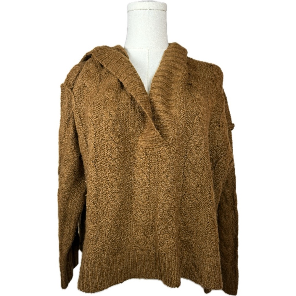 AMERICAN EAGLE OUTFITTERS Cozy Brown Knit Hooded Sweater Sz Small